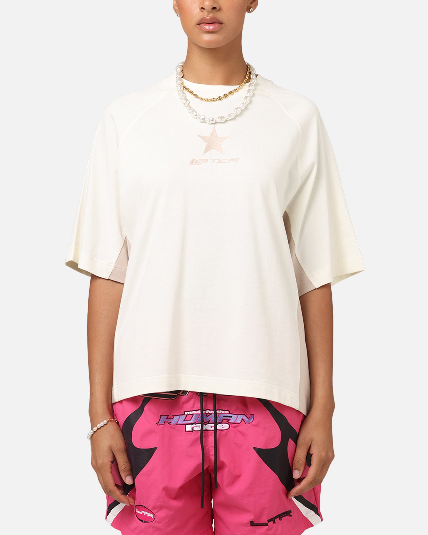 Loiter Daytona Panel T-Shirt White/Stone