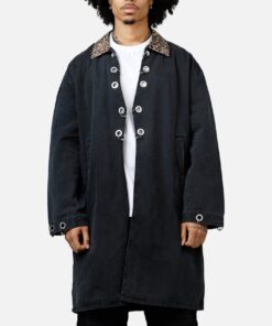 MNML Rusted Trench Coat Jacket Black