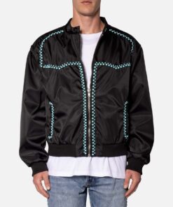 MNML Turquoise Studded Snap Jacket Black