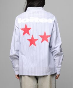 Loiter Solar Button Up Shirt Blue Pin Stripe