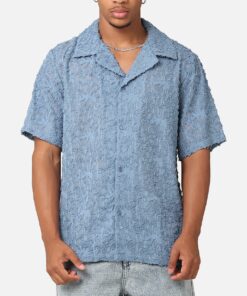 XXIII Sheer Daisy Button Up Shirt Floral Blue