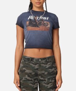 Bon Jovi Women's Dead Or Alive Sunfade Baby T-Shirt Black Wash