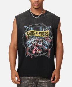 Guns N Roses Roses Sunfade Muscle Tank Black Wash