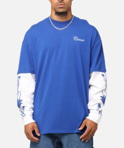 Carre Rosebowl Layered Long Sleeve T-Shirt Royal/White