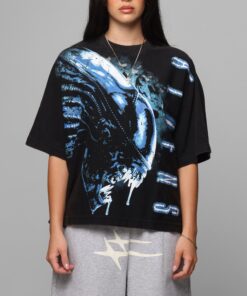 Loiter Alien It's War Boxy T-Shirt Washed Black