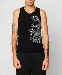 Ed Hardy Dragon Ribbed Muscle Singlet Black