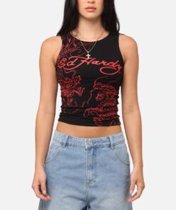 Ed Hardy Women's Dragon Tank Black/Red