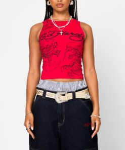 Ed Hardy Women's Dragon Tank Red
