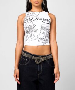 Ed Hardy Women's Dragon Tank White