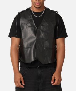 XXIII Tied Up PU Leather Vest Black