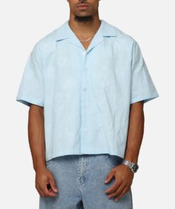 Carre Posy Button Up Shirt Light Blue/White