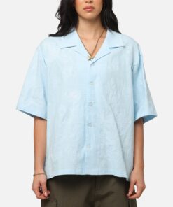 Carre Posy Button Up Shirt Light Blue/White