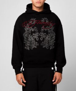 Ed Hardy Rhinestone Dragon Hoodie Black