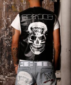 Loiter X WWE Stone Cold Leather Vest Black