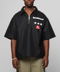 Loiter Rodeo Quarter Zip Up Shirt Black