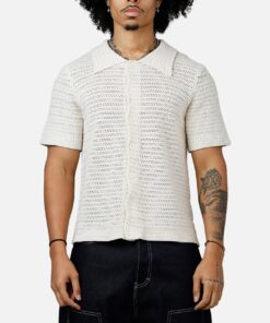 MNML Crochet Button Up Shirt Cream