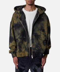 MNML Crumple Tie Dye Hodie Olive