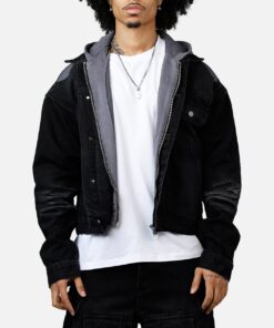 MNML Denim Dissolved Trucker Jacket Black/Grey