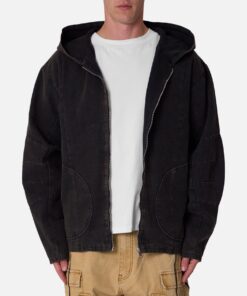 MNML Seamed Zip Up Hoodie Washed Black