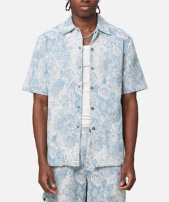 XXIII Denim Jacquard Button Up Shirt Pacific Blue