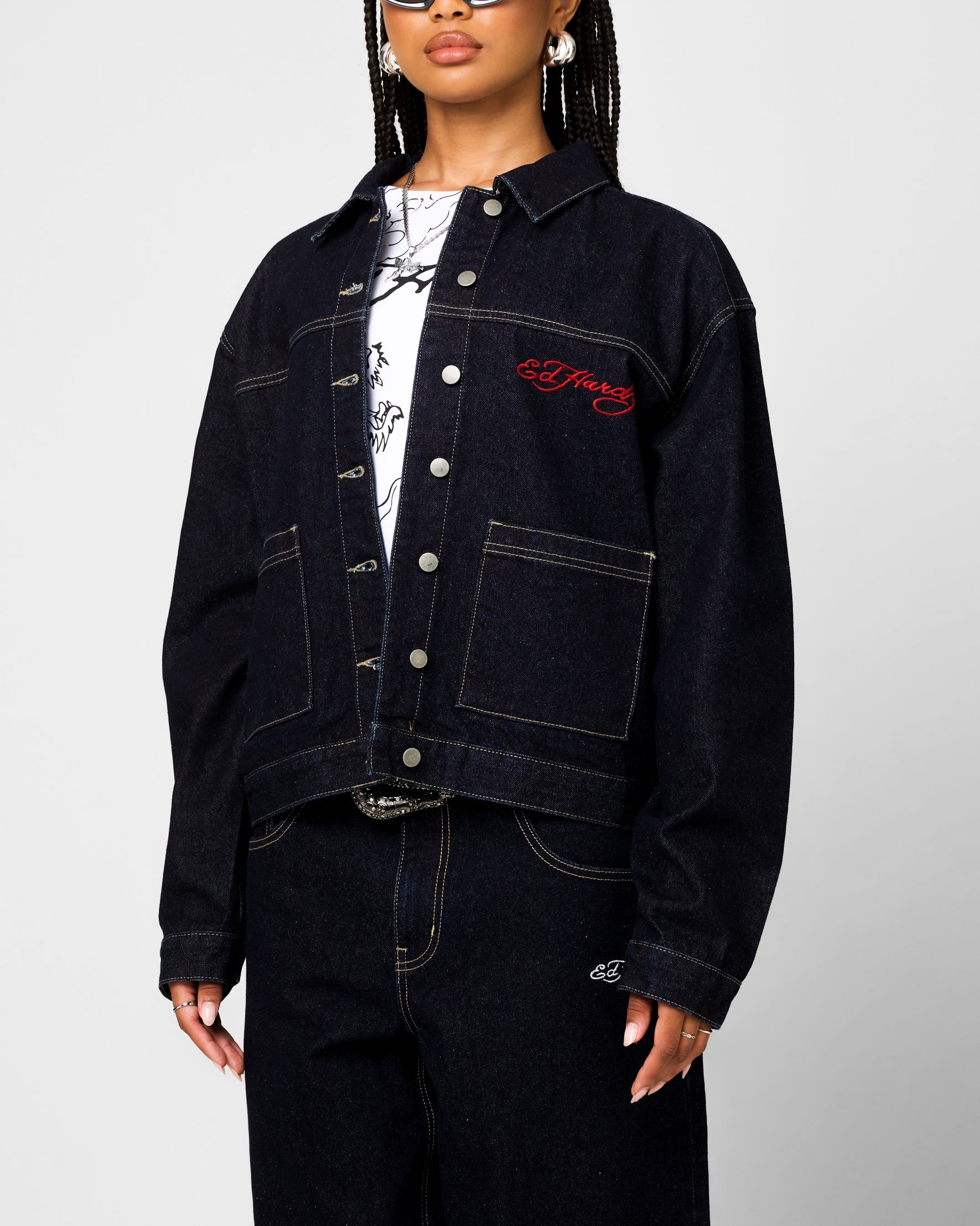 Ed Hardy Coach Denim Jacket Raw Indigo