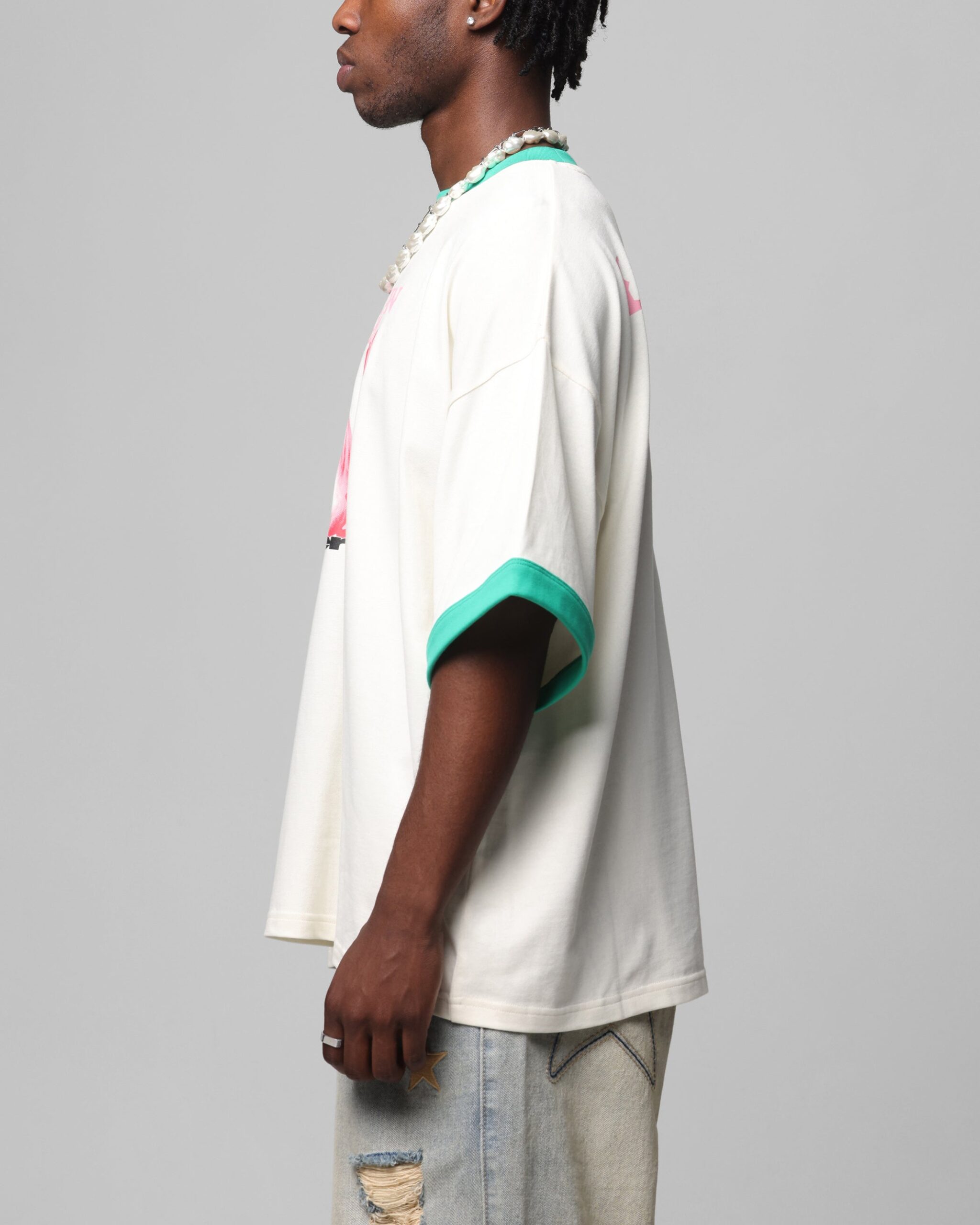 Loiter Western Front Ringer T-Shirt White/Green