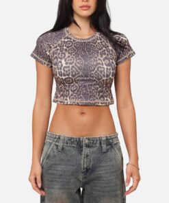 XXIII Women's Boiler Room Crop T-Shirt Leopard