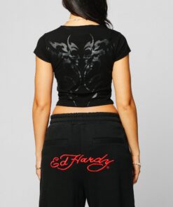 Ed Hardy Women's Techno Baby T-Shirt Vintage Black