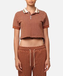 XXIII Women's Cropped Printed Polo Shirt Brown