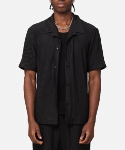 XXIII Pleated Button Up Shirt Black
