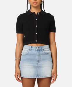 XXIII Women's Cropped Zyair Button Up Shirt Black