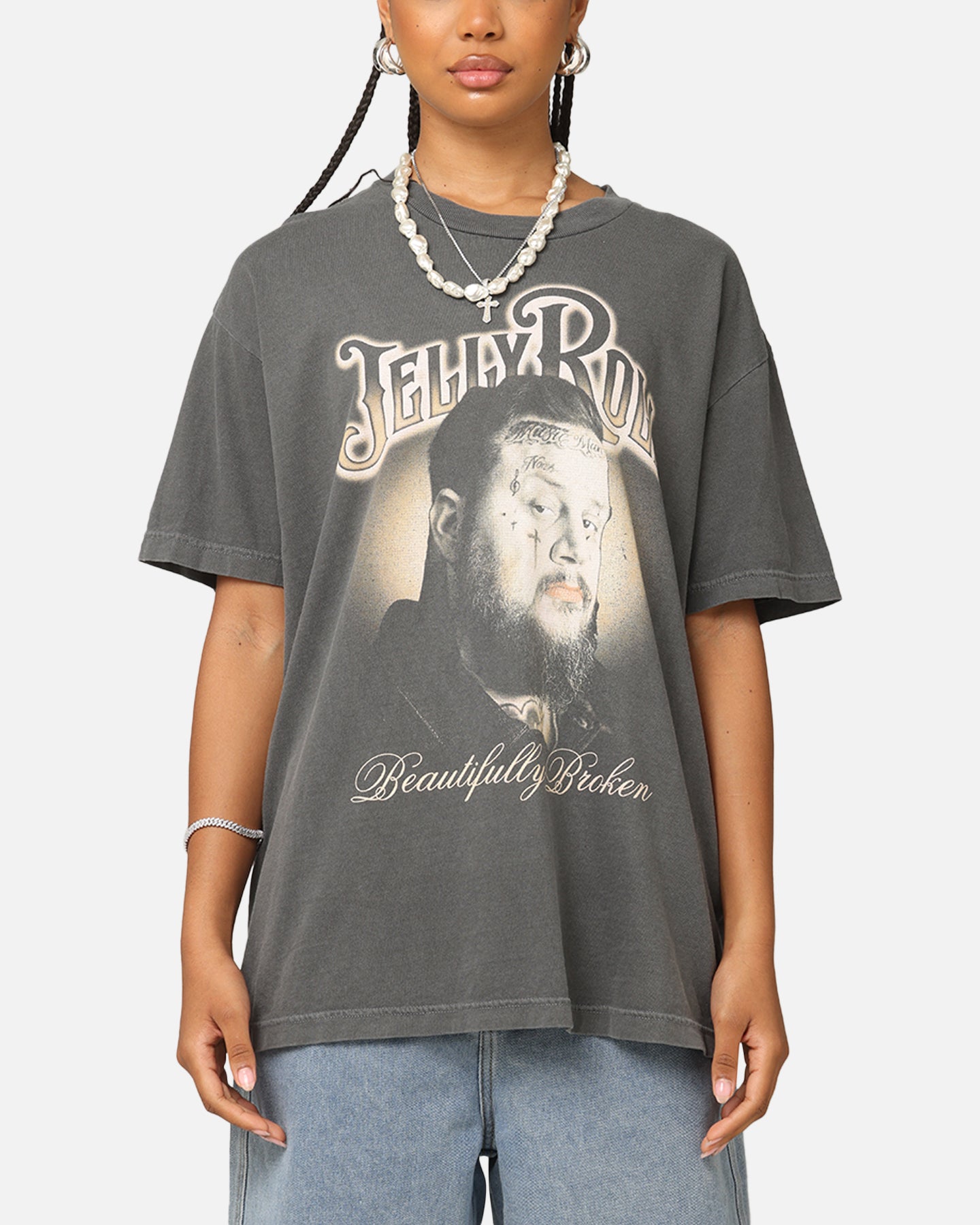 Jelly Roll Beautifully Broken Glow T-Shirt Faded Black