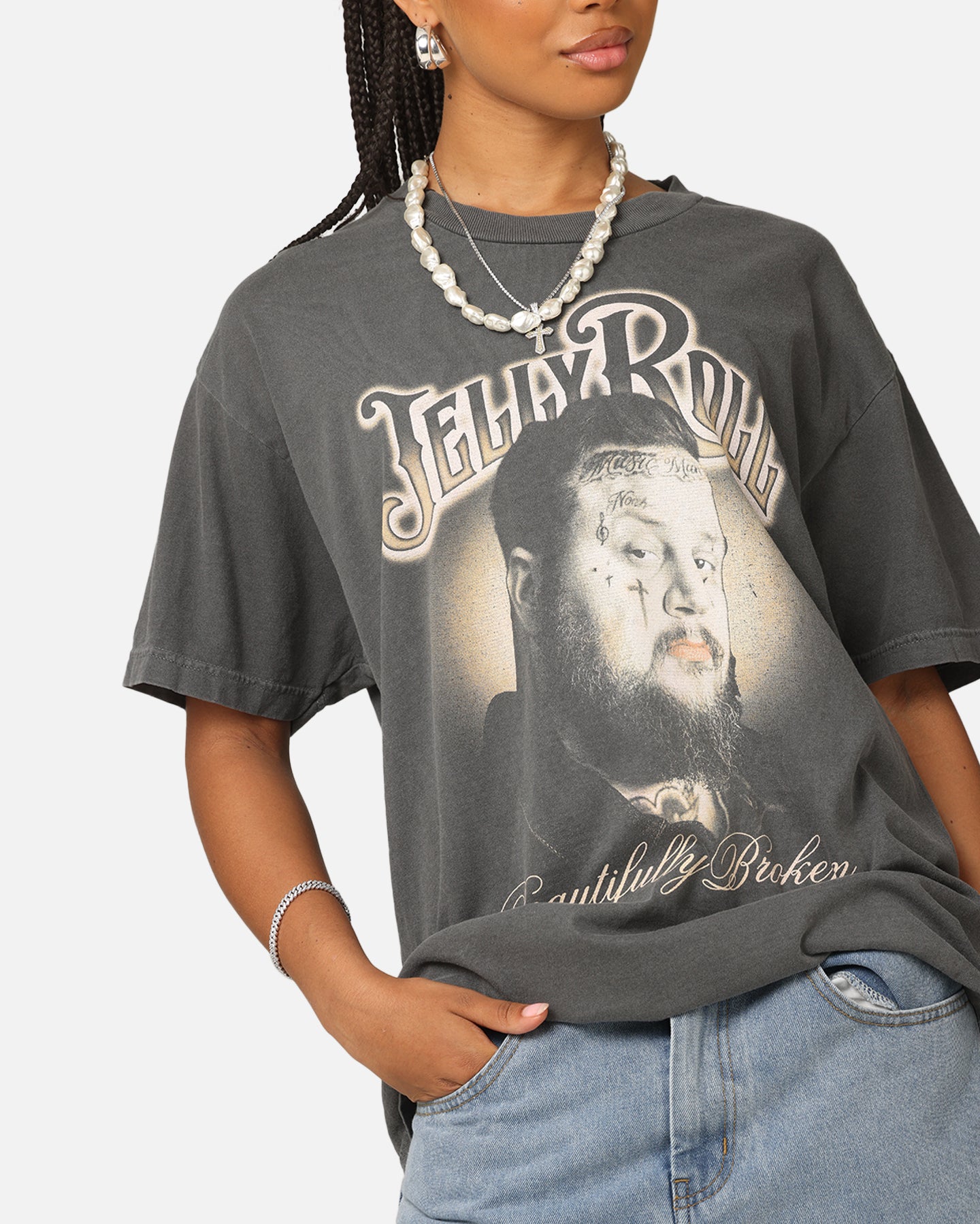 Jelly Roll Beautifully Broken Glow T-Shirt Faded Black