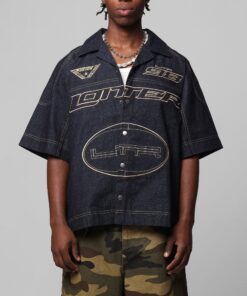 Loiter Motor Denim Button Up Shirt Indigo
