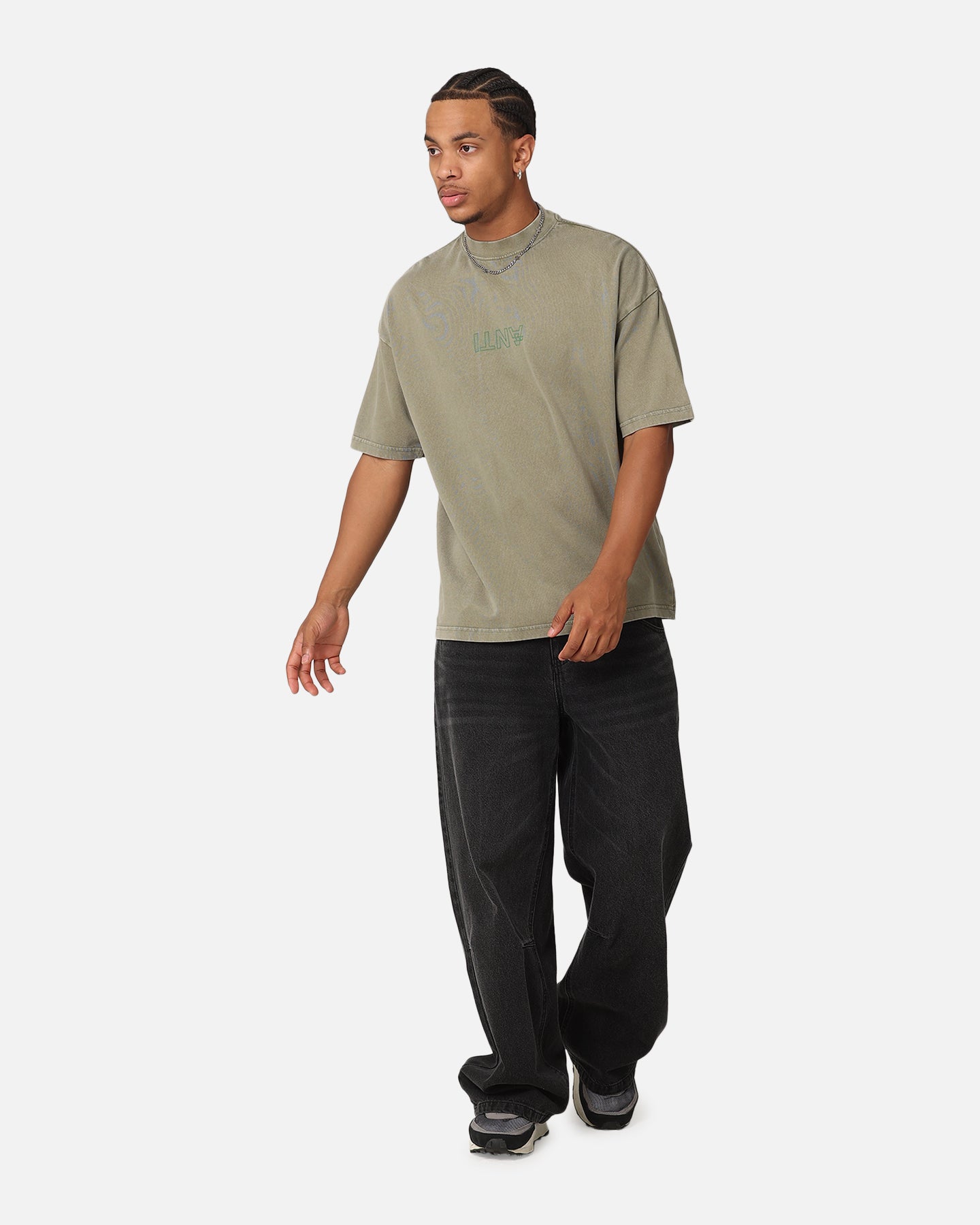 The Anti Order Anti XY Mock Neck T-Shirt Vintage Khaki