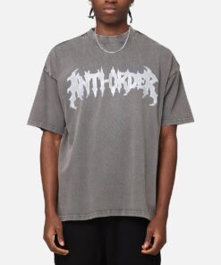 The Anti Order New Dawn Mock Neck T-Shirt Washed Charcoal