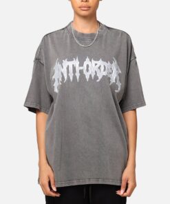 The Anti Order New Dawn Mock Neck T-Shirt Washed Charcoal