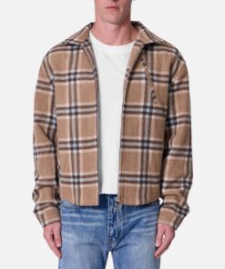 MNML Plaid Flannel Front Zip Jacket Brown/Cream