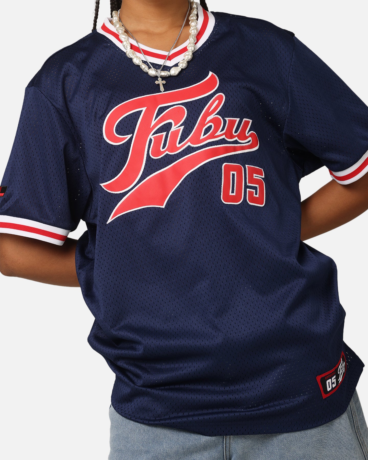 Fubu Mesh T-Shirt Navy/Red/White