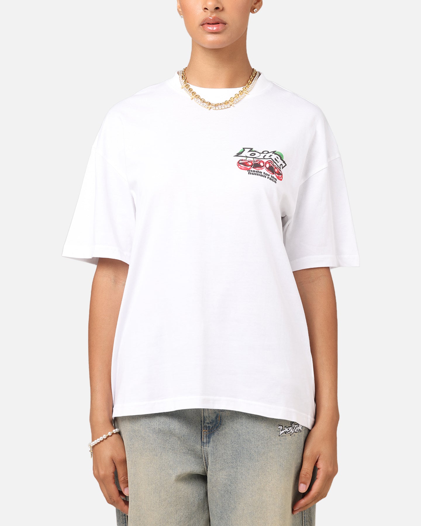 Loiter Cherry Pick Drop T-Shirt White