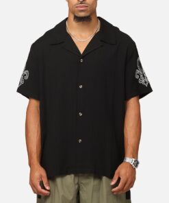 XXIII Fleur Linen Button Up Shirt Black