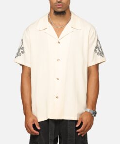 XXIII Fleur Linen Button Up Shirt Off White