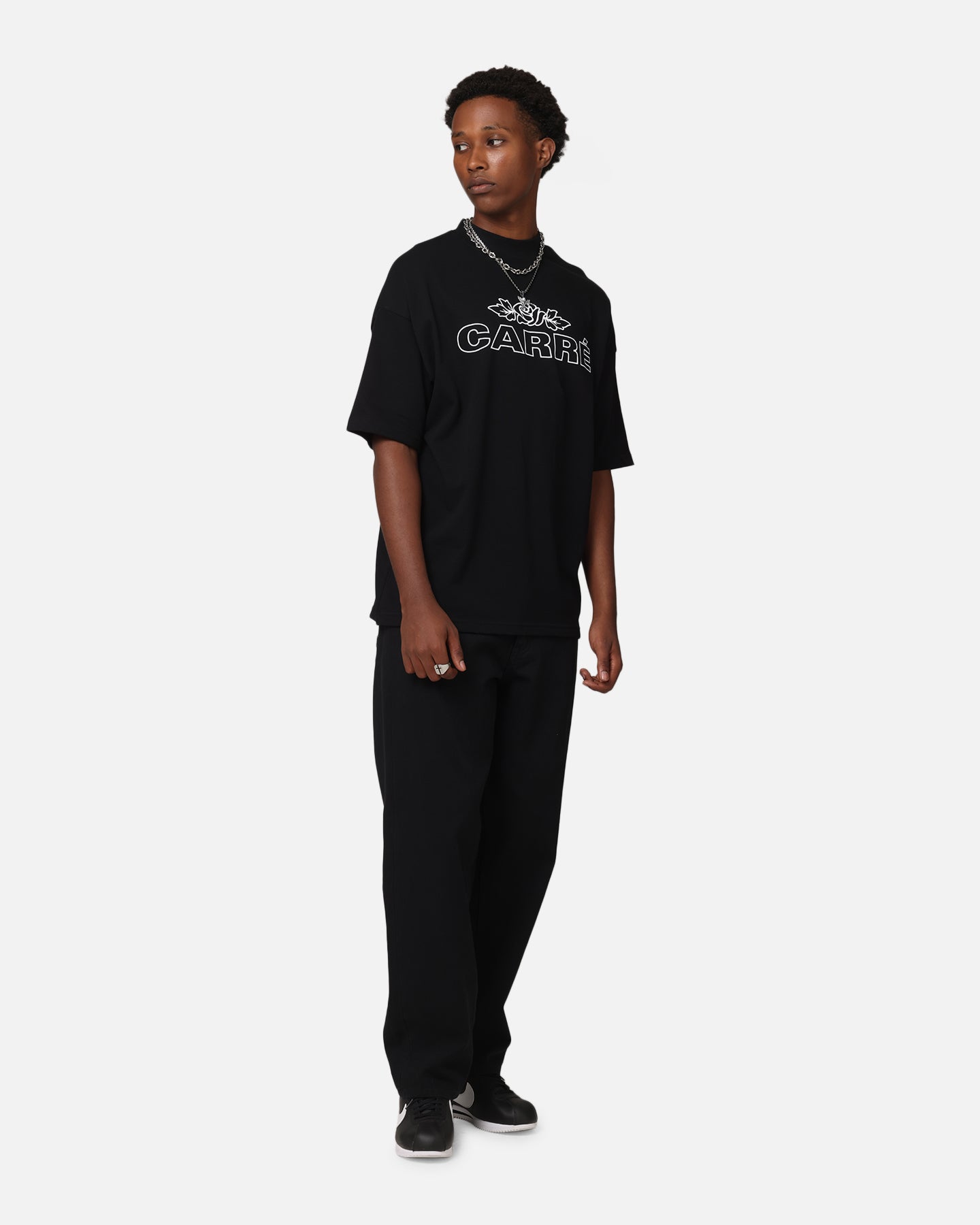 Carre Rosebud Mock Neck T-Shirt Black