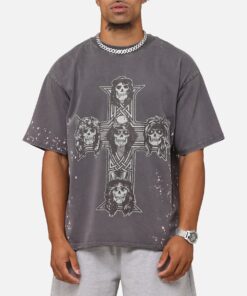 Guns N Roses Guns Cross T-Shirt Washed Black