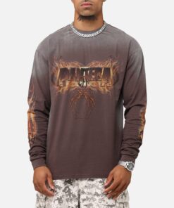 Pantera Pantera Vintage Long Sleeve T-Shirt Dark Brown
