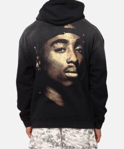Tupac Super Fade Hoodie Washed Black