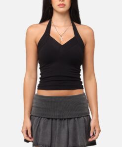 XXIII Women's Rib Halter Top Black