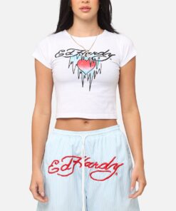 Ed Hardy Women's Ice Heart Baby T-Shirt White