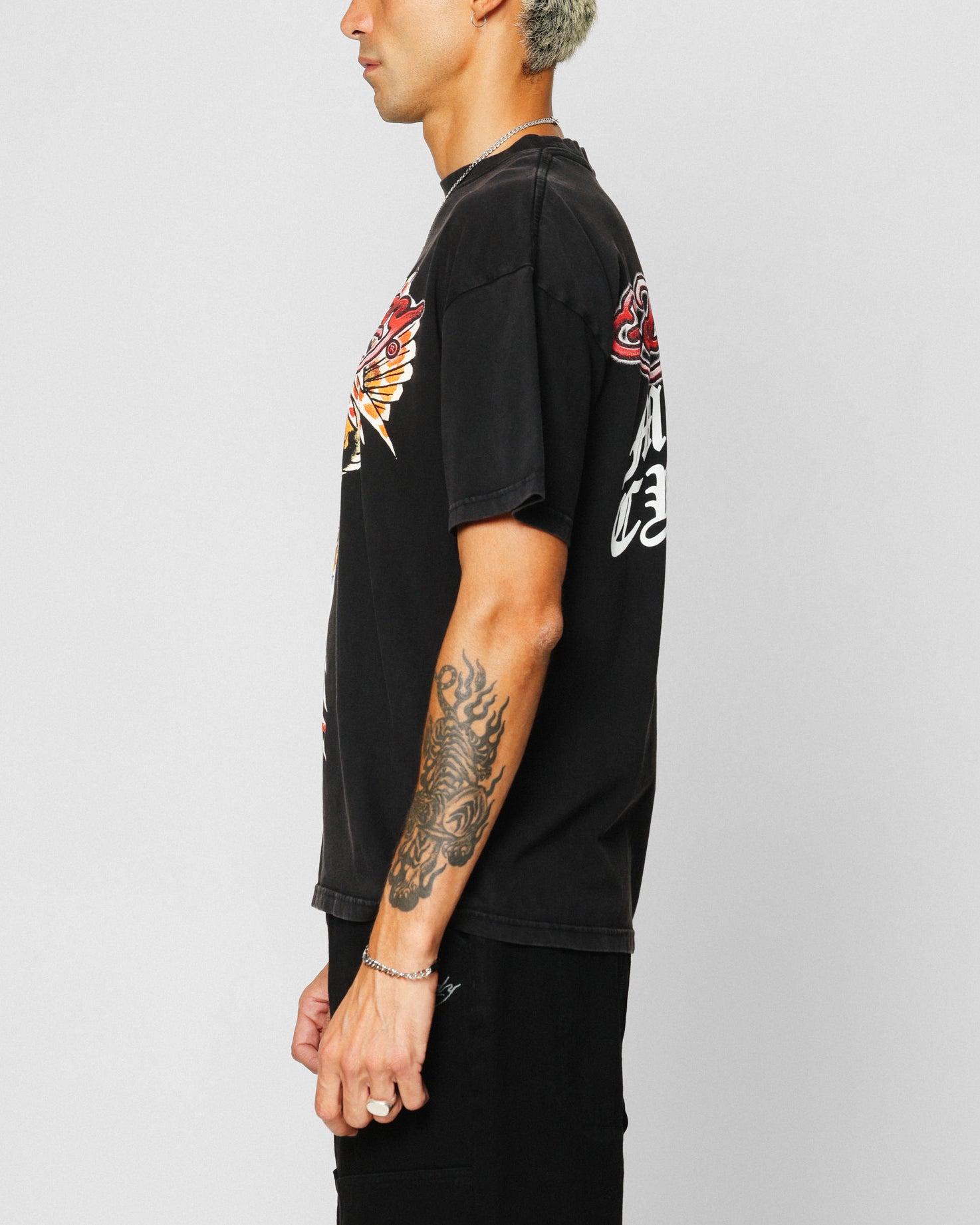 Ed Hardy Motor Cycle Club T-Shirt Black Acidwash