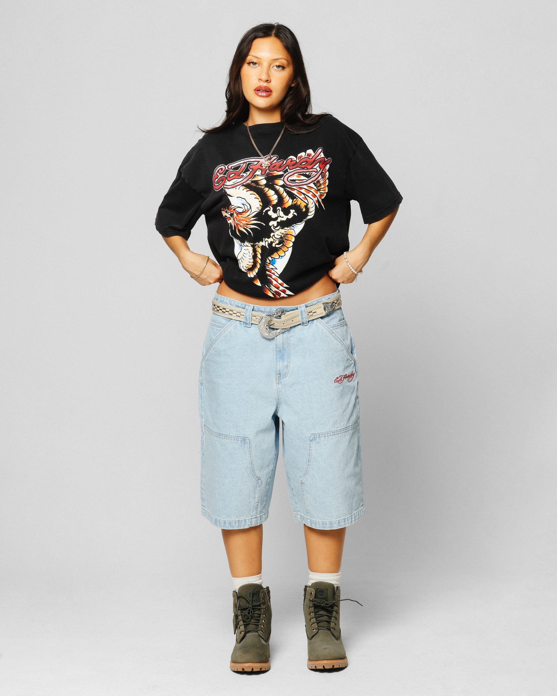 Ed Hardy Motor Cycle Club T-Shirt Black Acidwash